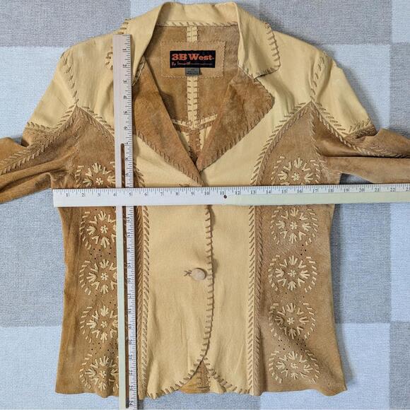 SOLD Vintage 70s leather and suede whip stitch western shirt jacket - Picture 4 of 8